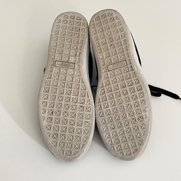 Puma Black Suede Vikky White Platform Low Top Sporty Comfort Leather Sneakers  8 - Picture 7 of 13